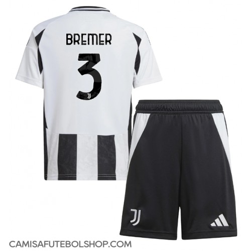 Camisa de time de futebol Juventus Gleison Bremer #3 Replicas 1º Equipamento Infantil 2024-25 Manga Curta (+ Calças curtas)